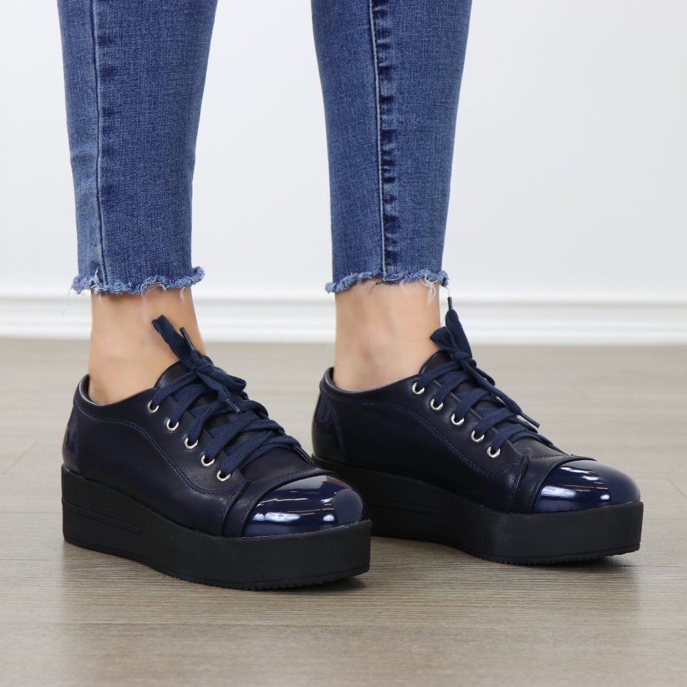 Navy Fashion Creeper Sneakers - Picture 2 of 7